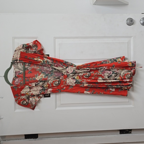 Rolla’s Dancer Coral Red Floral Print Wrap Dress size - Picture 2 of 12